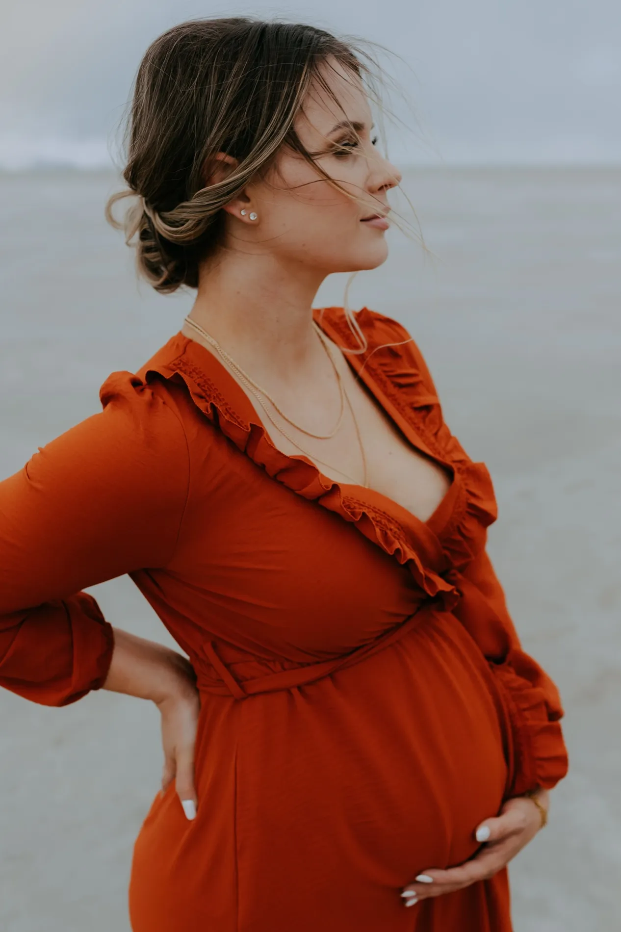Expecting mother at home, warm and unhurried